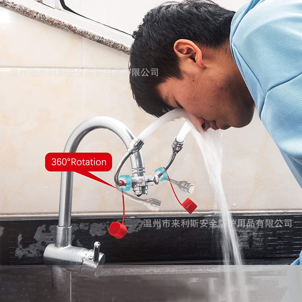 Factory Inspection Eyewash for Factory/Hospital/School Hand and Eye Wash Combo Faucet-style Dual-outlet Eyewash