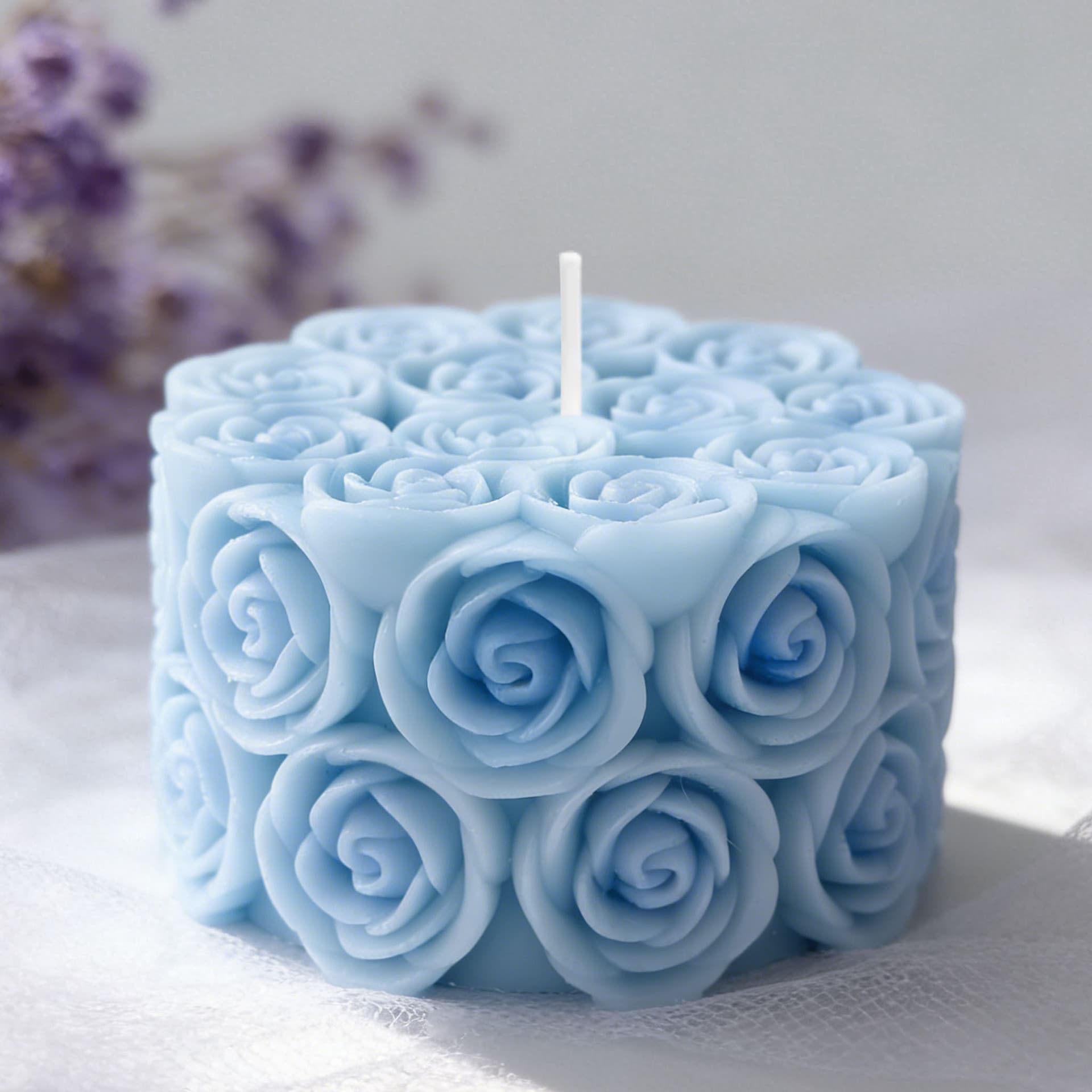 Jingmeihui Rose Pillar Aromatherapy Candle Mold DIY Carved Soap Scented Plaster Silicone Mold