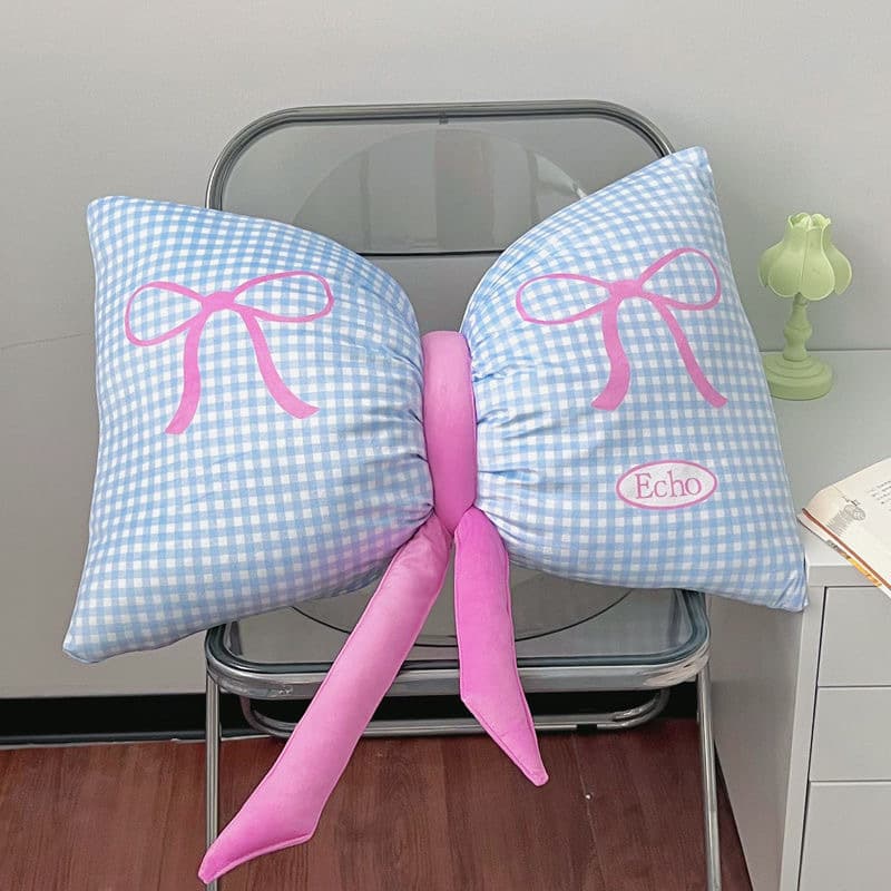 Ins Dopamine Bow Pillow Cushion Lovely Backrest Nap Pillow Support for Waist and Neck Bedroom Dormitory Bed Pillow