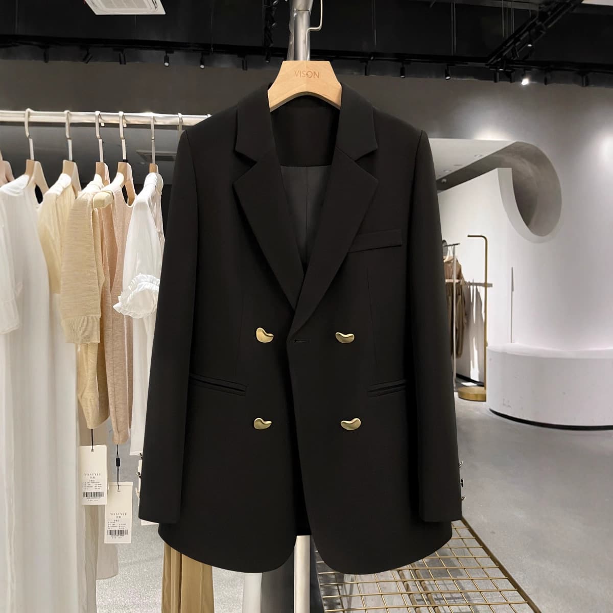 In Stock 0801 Plus Size Women's Clothing Autumn New Fashion Small Suit Jacket Loose Women's Coat for Chubby Girls Mid-Length