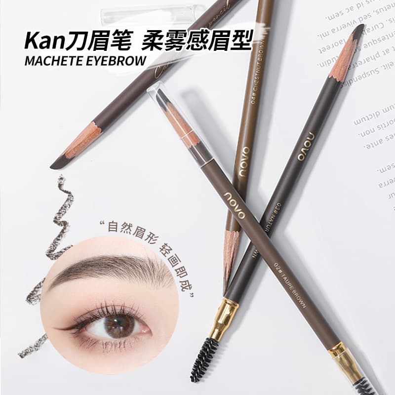 NOVO Natural Shaping Cut Blade Eyebrow Pencil, Easy Color, 3D Defined Strands, Dual-Ended Brow Pencil 5472 for Beginners