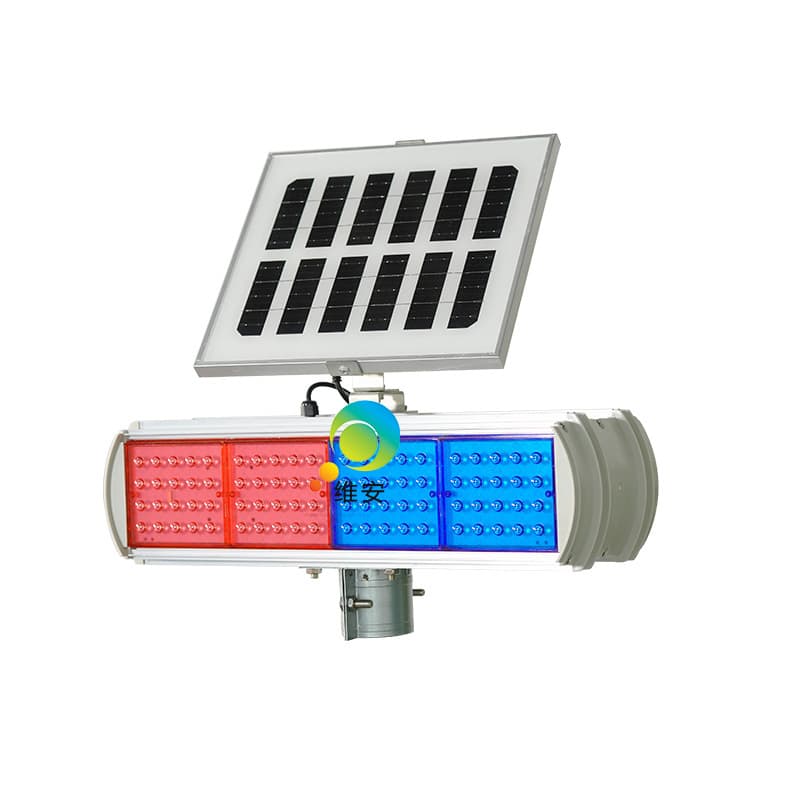 Traffic Safety Flashing Warning Light Dual-Side Split Aluminum Shell Strobe Light LED Red Blue Solar Flashing Light