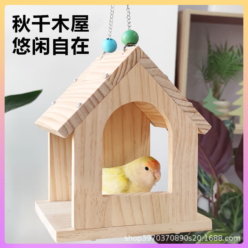 Parrot Cabin Bird Breeding Box Bird Nest Wooden Box Incubation Living Warm Peony Tiger Skin Supplies Factory Wholesale