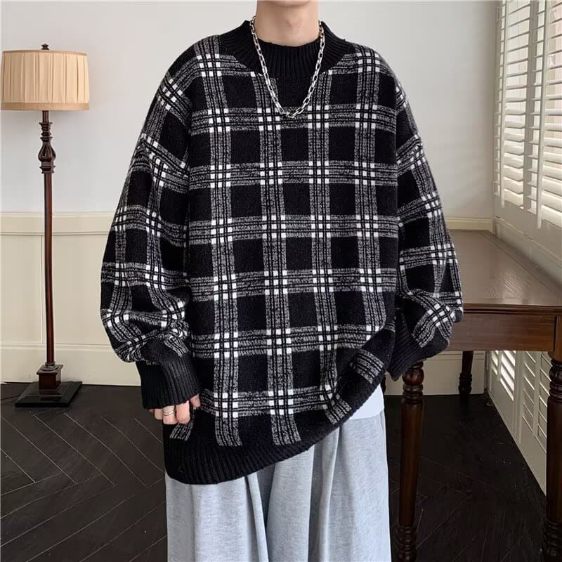 Loose Fit Men's Half High Collar Knitwear Spring Autumn Style Casual Versatile Long Sleeve Cotton Polyester Blend Outerwear