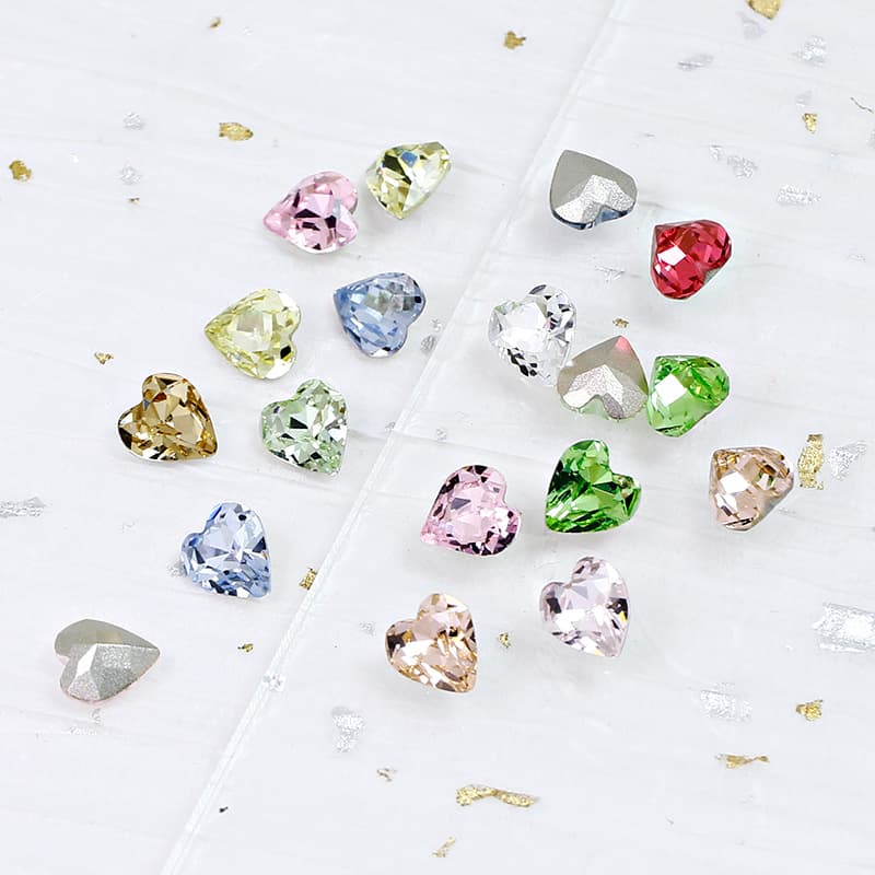 Dongzhou Nail Art Drill 6.5MM Heart Point Diamond DIY Jewelry Accessories Colored Special-Shaped Glass Drill Small Nail Drill