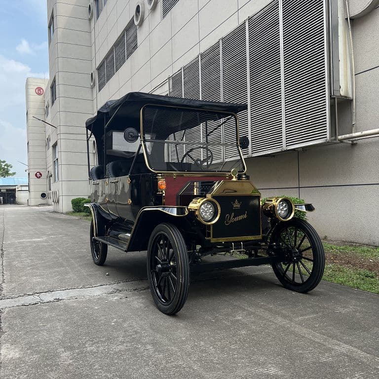 European American Retro Vintage T-Shape Electric Sightseeing Car 4-Wheel 5-8 Seat Tourist Patrol Custom