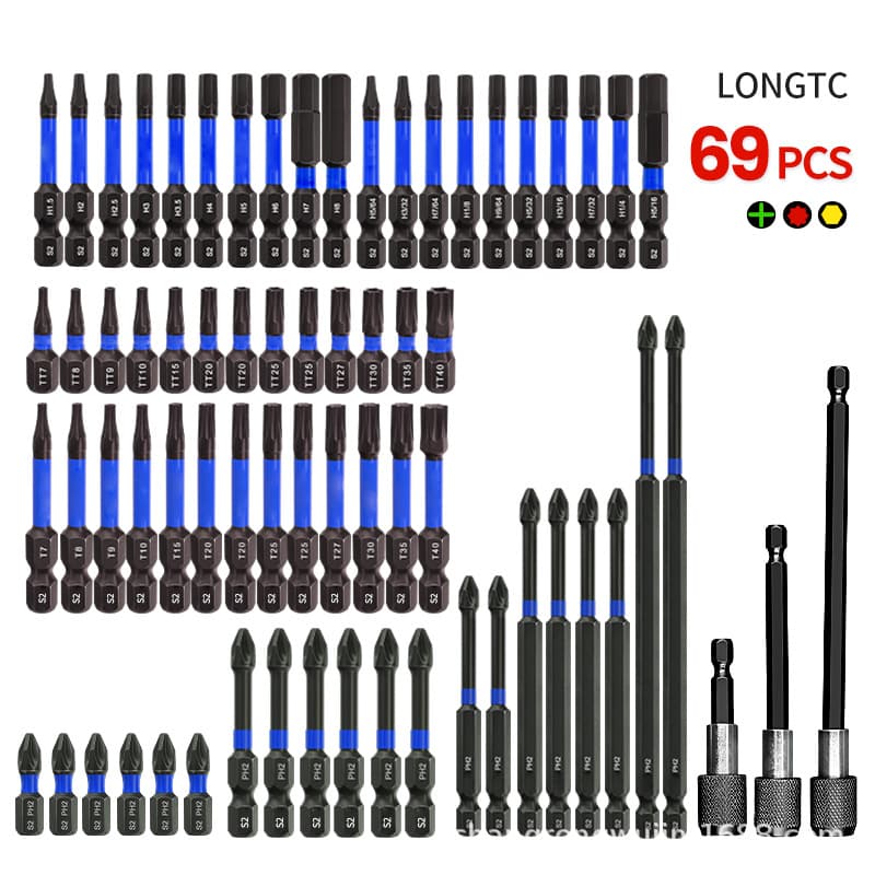 Shangrong Hardware 69PCS Torx Hollow Screwdriver Hex Allen Bit Set with Hole Double-Ended Drill Bits