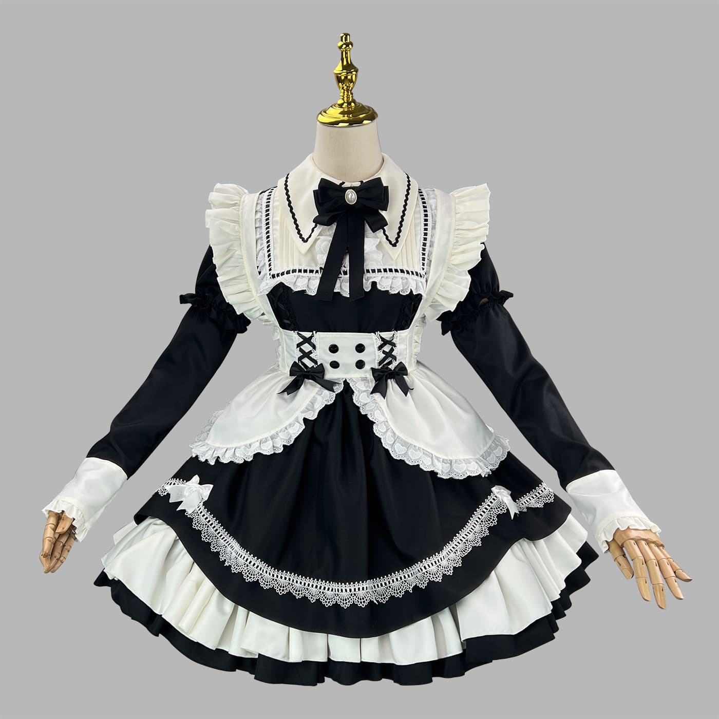 New cross-border perfect maid COS costume maid costume with detachable sleeves Lolita performance costume Internet celebrity live broadcast costume