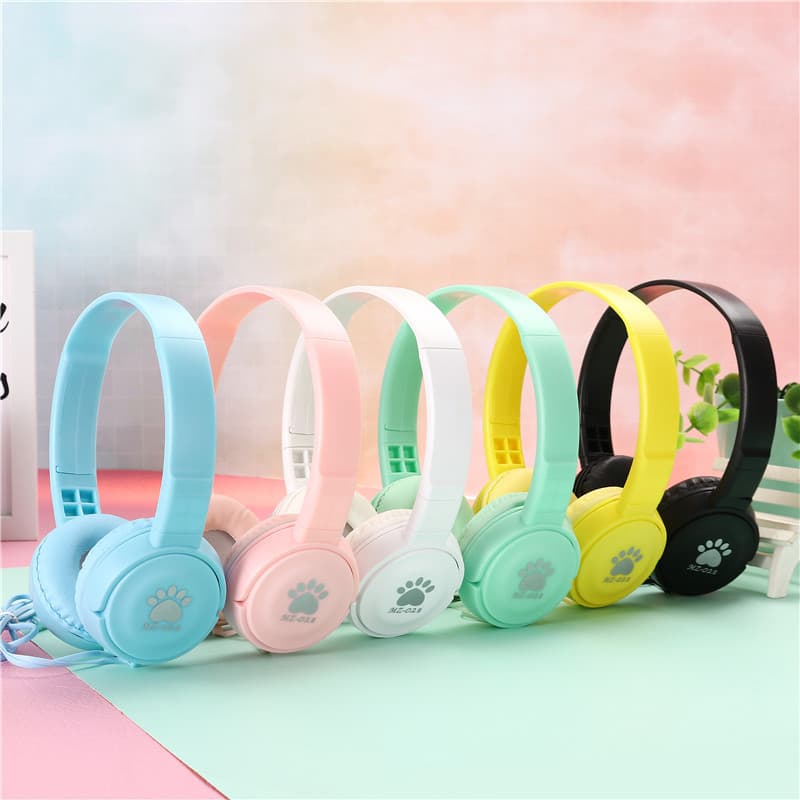 Cross-border Cat Paw Headphones MZ-028 Over-Ear Macaron Wired Gaming Headset with Noise Cancellation, Wholesale