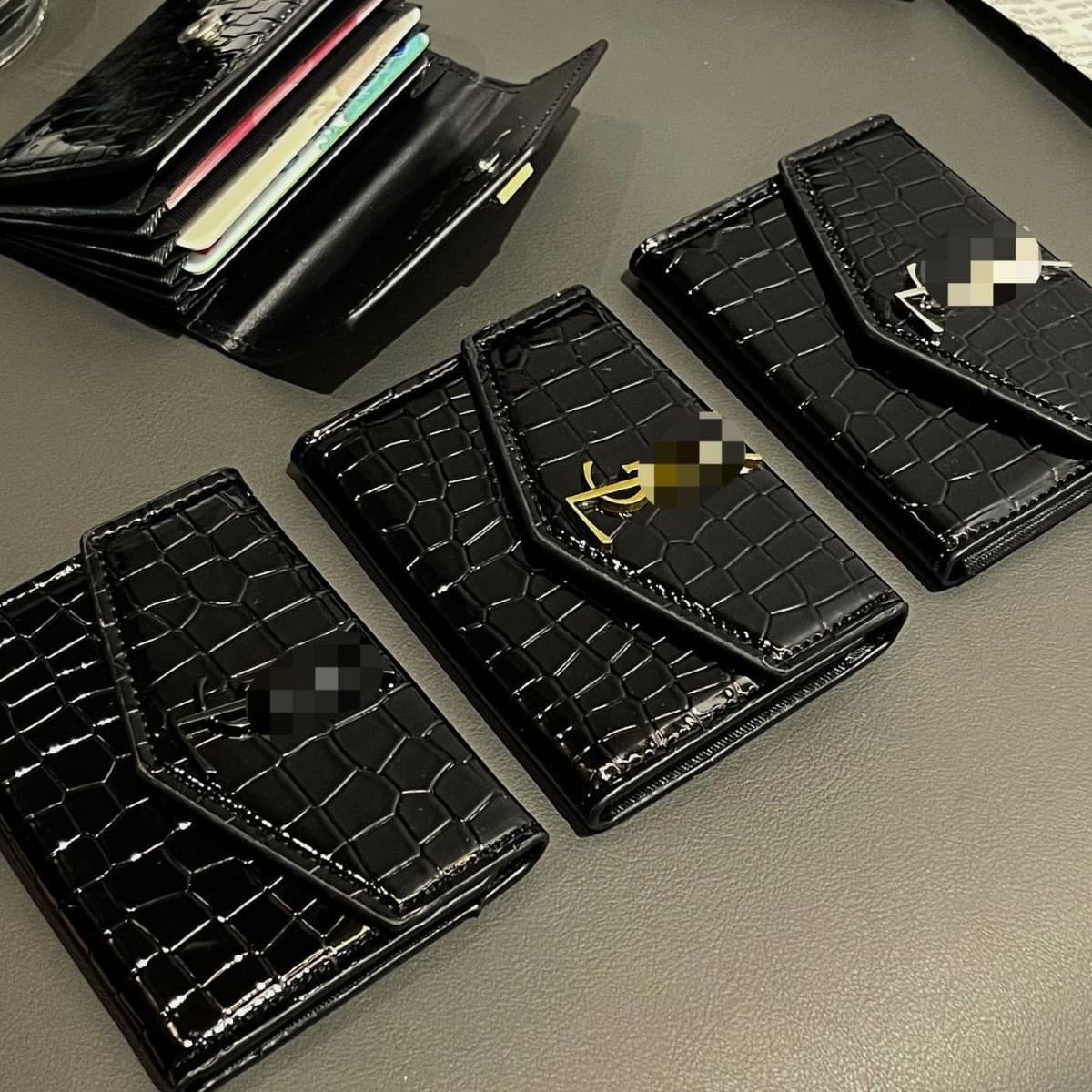 Factory direct wholesale crocodile texture card holder, multi-card, Chanel-style, YSL-style, trendy brand accordion bag