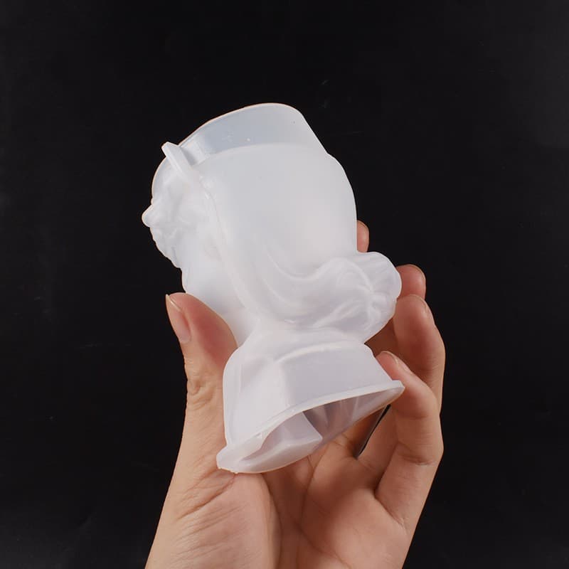 Wreath Girl Candle Cup Resin Silicone Mold, Epoxy DIY Shushing Girl Portrait Plaster Flower Pot Wholesale