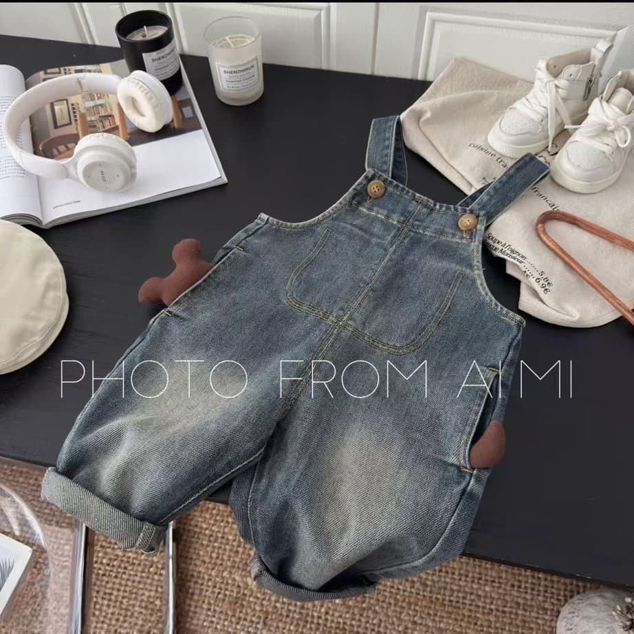 Children's overalls, children's spring and autumn styles, fashionable and versatile, retro trendy styles, fashionable soft denim trousers, casual and trendy