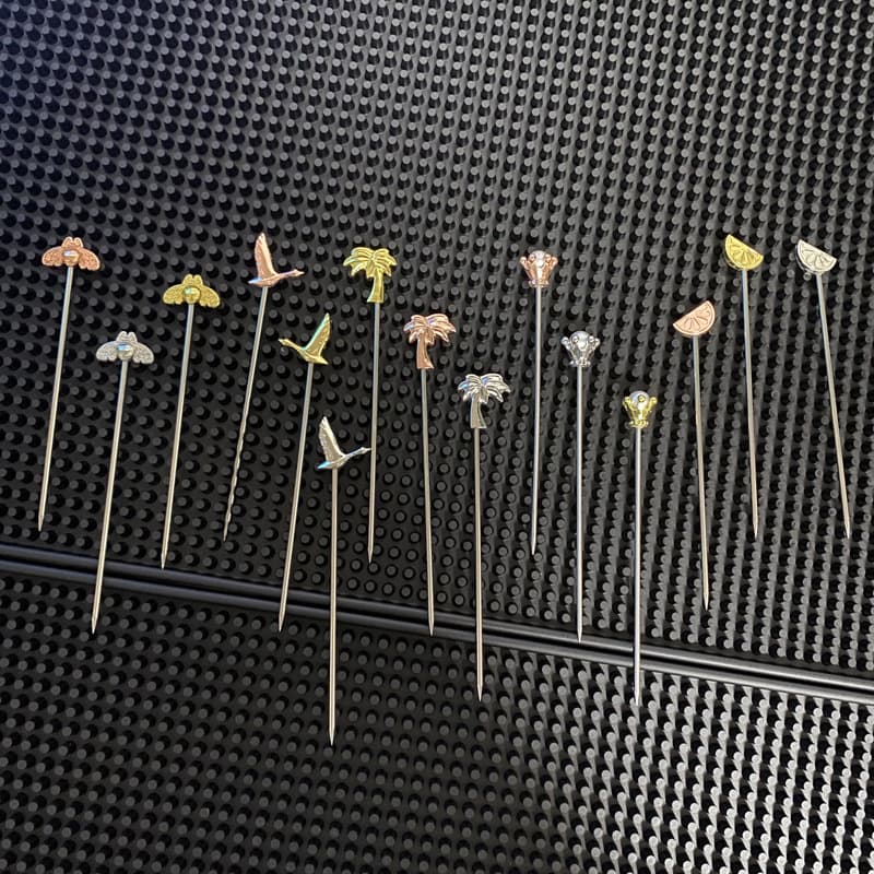 304 Stainless Steel Cocktail Picks Creative Metal Martini Olive Skewers Bar Fruit Garnish Decoration Needles
