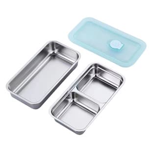 304 Stainless Steel Food Storage Box Lunch Box Bento Box for Office Workers Snack Box Refrigerator Airtight Organizer Box Divided Meal Prep Container