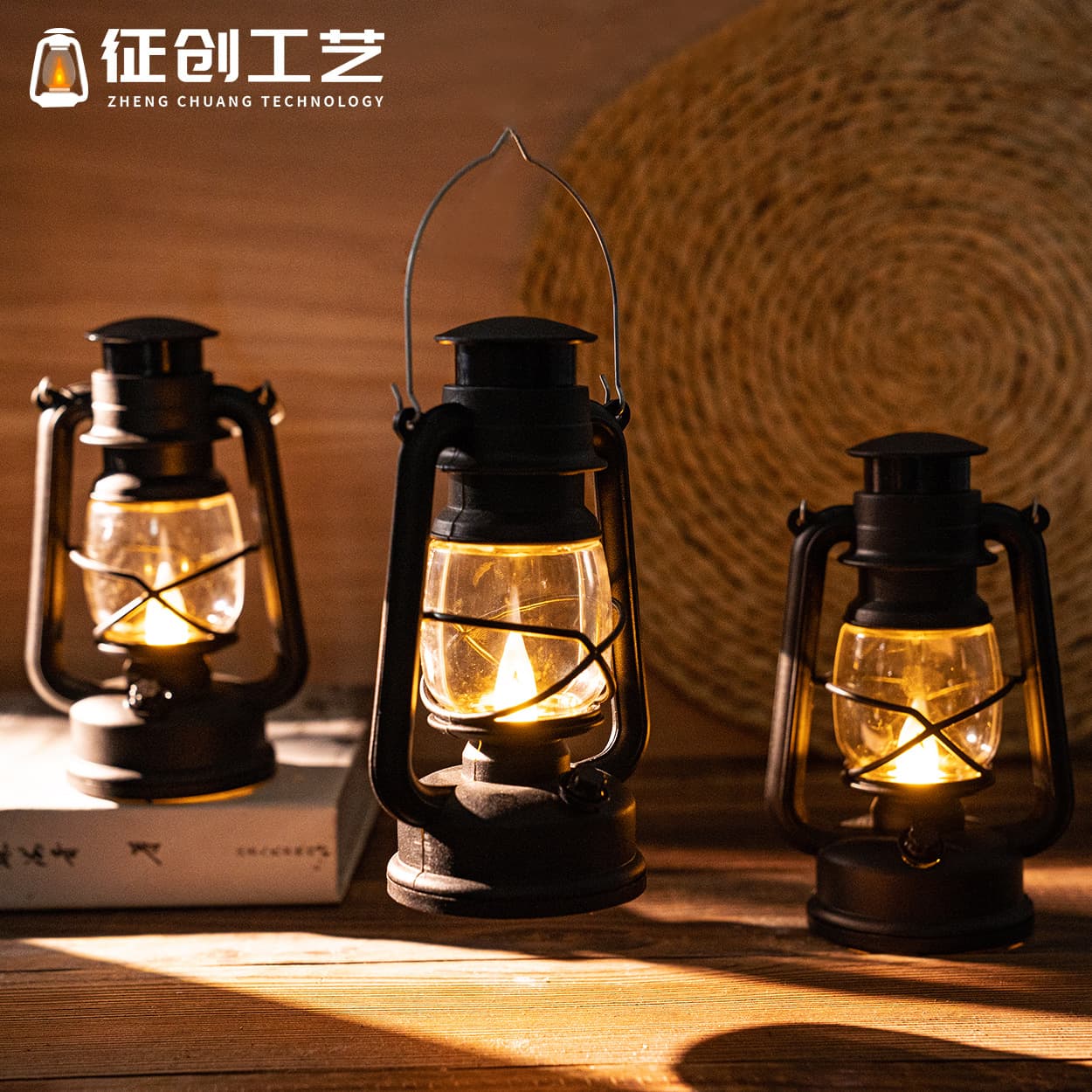Vintage Pony Lantern Electronic Candle Lamp LED Night Light Outdoor Christmas Kerosene Lamp Portable Wind Lamp Small Lantern