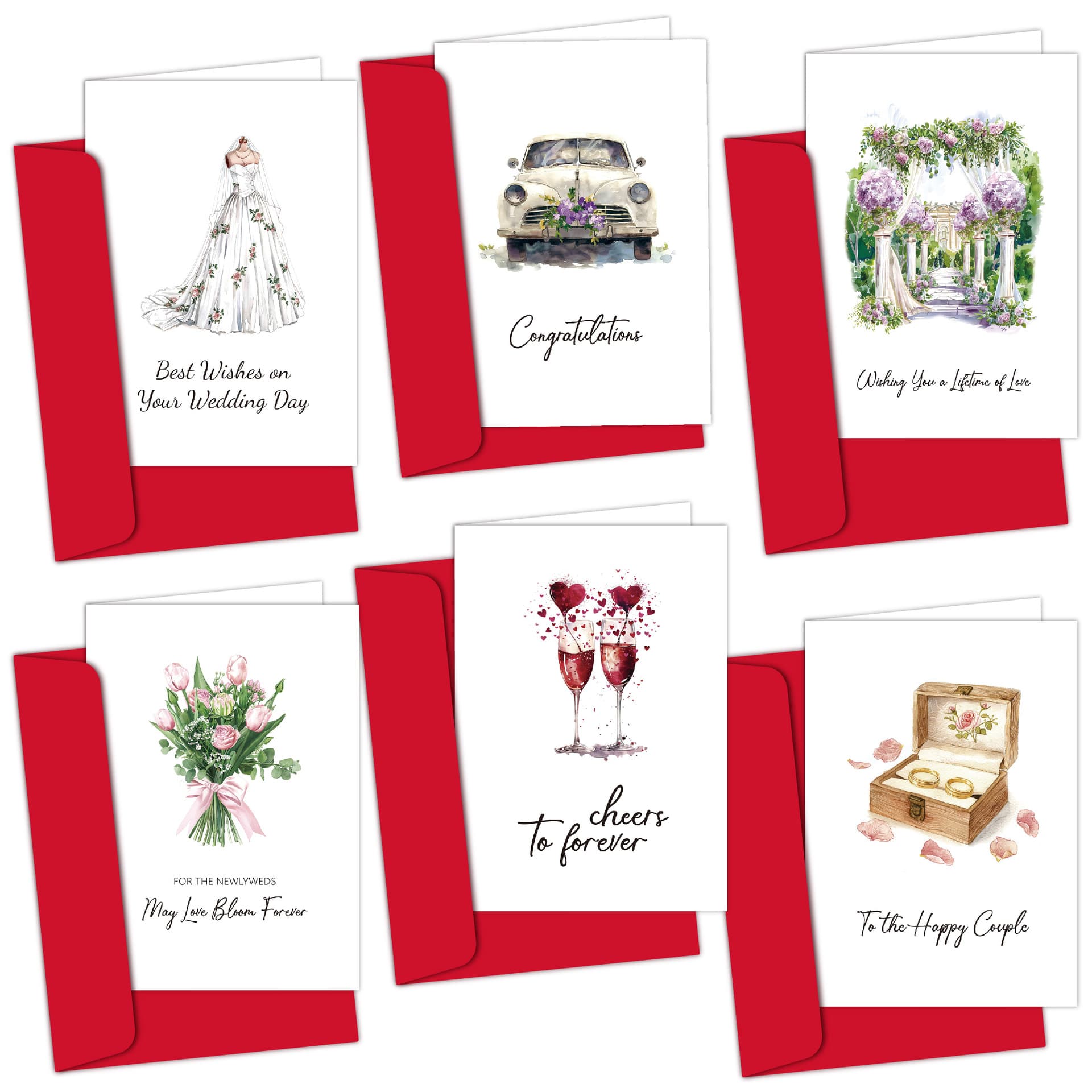 Cross-border Greeting Card Happy Newlywed Wedding Party Card Love Marriage Blessing with Envelope Card Amazon New Product