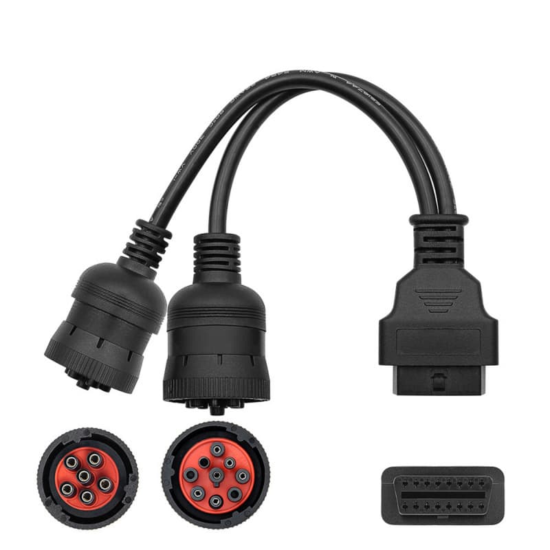 Truck Line OBD2 Heavy Duty Y Cable to J1939 J1708 J1587 9+6pin