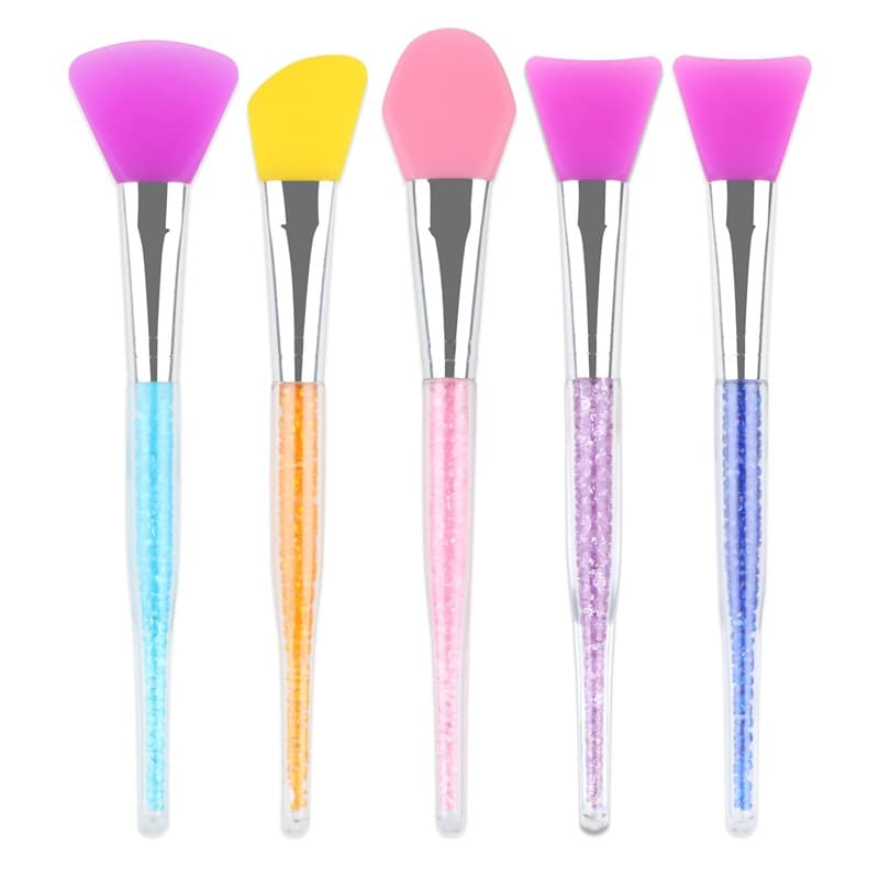 Silicone Face Mask Brush with Rhinestone Handle, Beauty Makeup Tool, Soft Head for Applying Mask, Mud Mask Mixing Stick