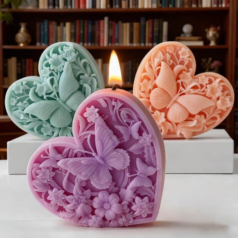 Embossed Flower Butterfly Silicone Candle Mold DIY Love Butterfly Craft Plaster Cement Ornament Mold