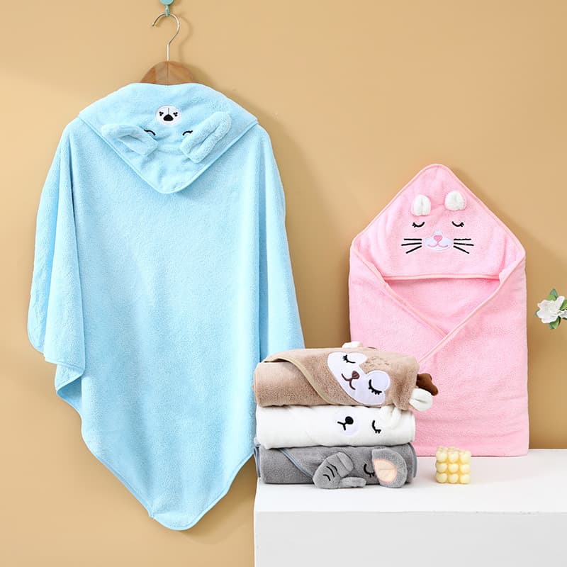 Baby Bath Towel Newborn Hooded Cape Bathrobe Quick-Dry Boys Girls Absorbent Thickened Baby Cushion