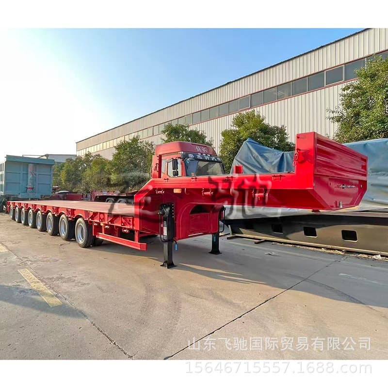 Export Supply Five-Axle Low-Profile Semi-Trailer, Low-Floor Trailer, Single-Section Hydraulic Ramp Heavy Machinery Transport