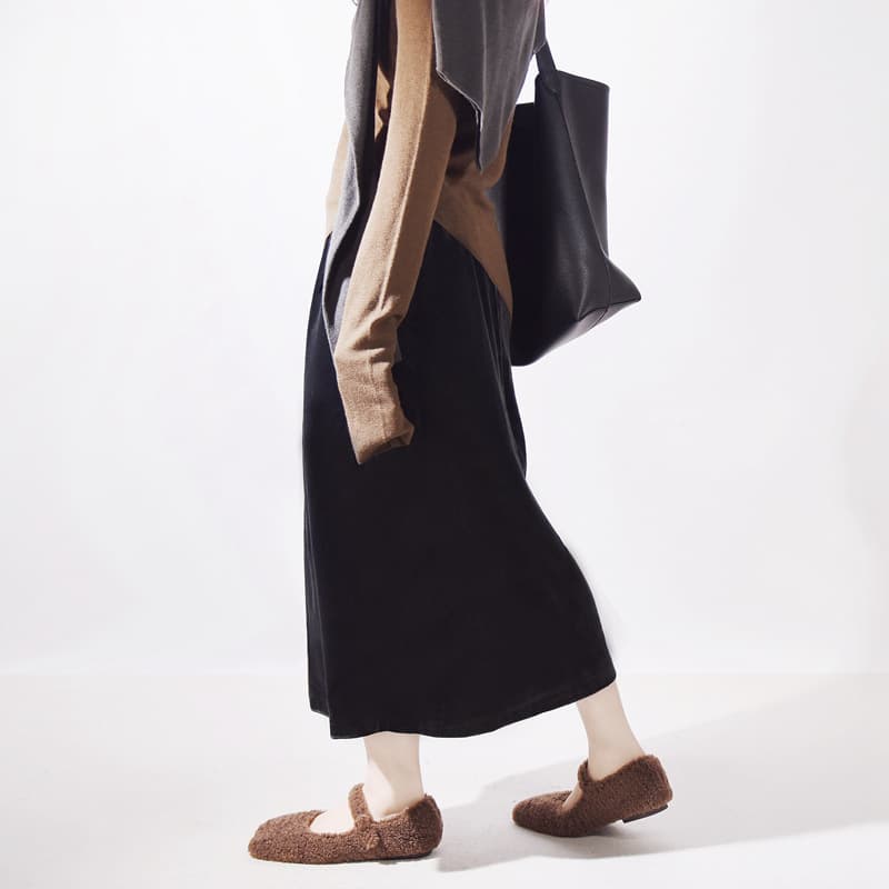 Velvet Half Skirt, 2026 Fall/Winter New High-Waist Draped A-Line Skirt, Vintage Slimming Velvet Midi Long Skirt