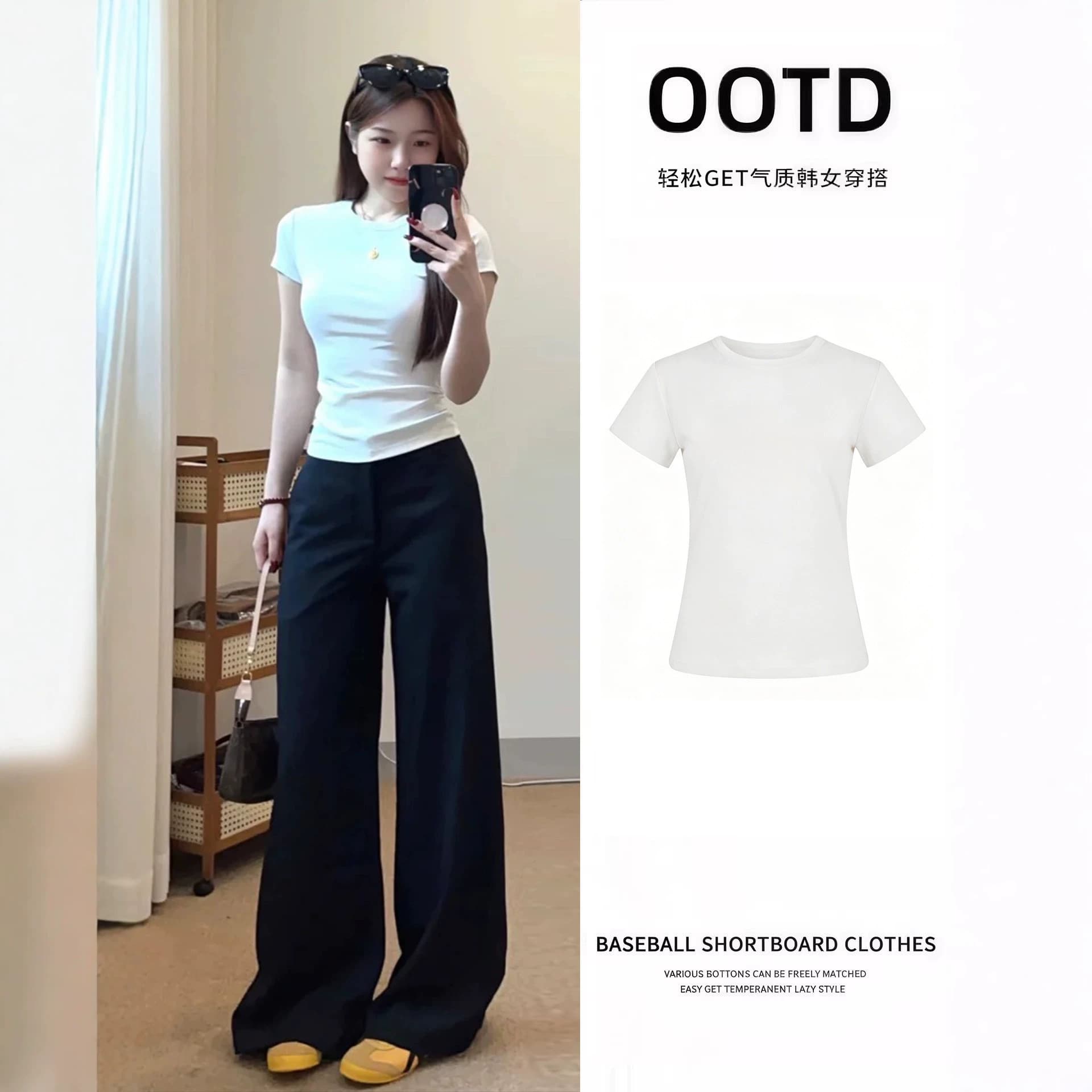 White Fitted Short Sleeve T-Shirt Women 2026 New Summer Slim Half Sleeve Niche Design Top Cropped Short Style