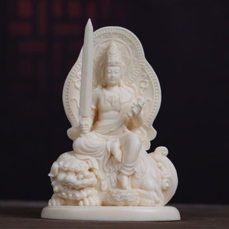Taihang Cliff Cypress Wood Carving Manjushri and Samantabhadra Bodhisattva Ornament Solid Wood Carving Artwork Creative Root Carving Home Decoration