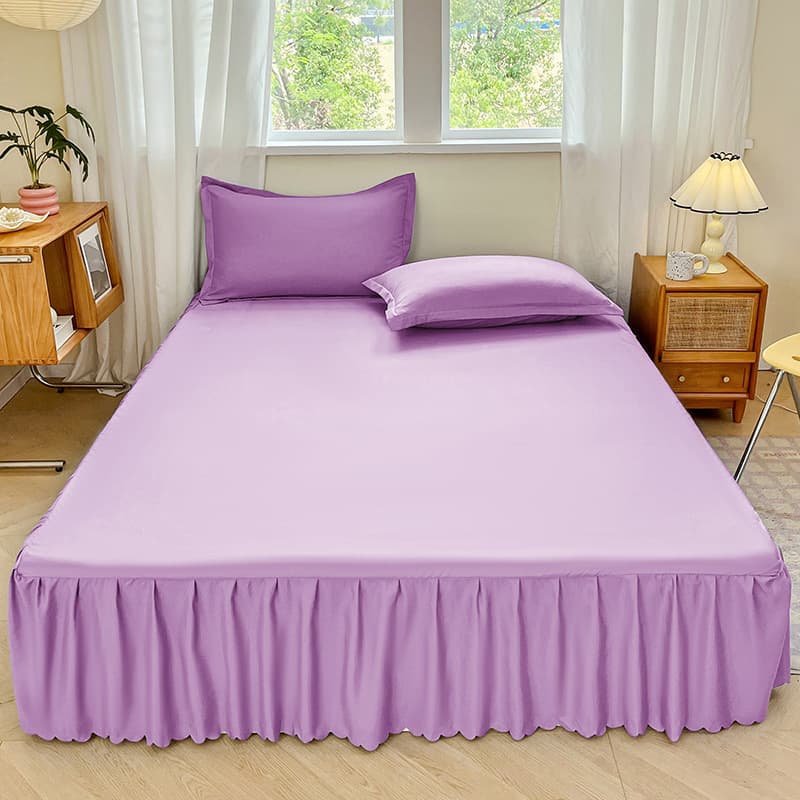 Cross-border AliExpress Skin-friendly Brushed Bed Skirt Korean Princess Solid Color Bed Skirt Double Extra Large Bed Cover Factory Wholesale