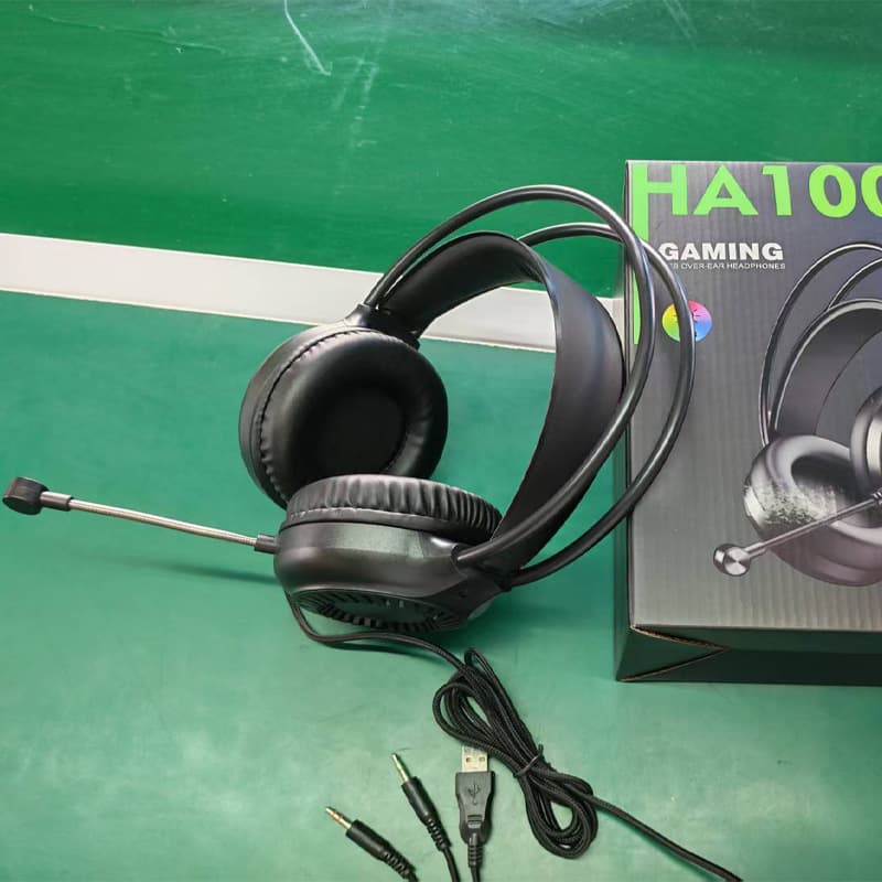Wired Gaming Headset with Microphone for PC, Laptop, RGB Light, Over-Ear Headphones