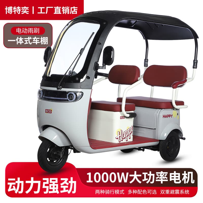 New National Standard Leisure Electric Tricycle with Canopy, Passenger-Cargo Dual-Use for Adults, Household Commuter, Child Transport