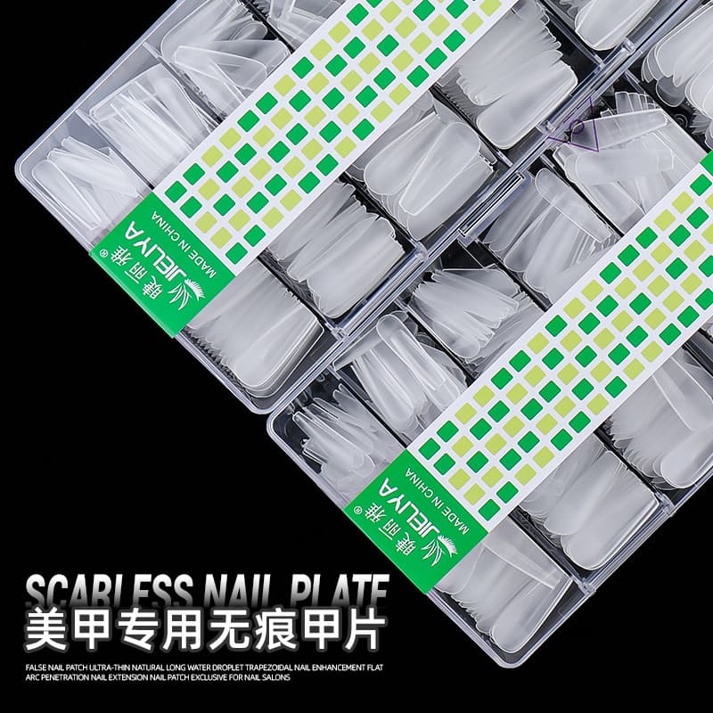 Ultra-Thin Half-Adhesive Nail Tips Transparent Extended Wear Nail Art Stickers Professional Use for Beauty Salons Waterdrop Shape