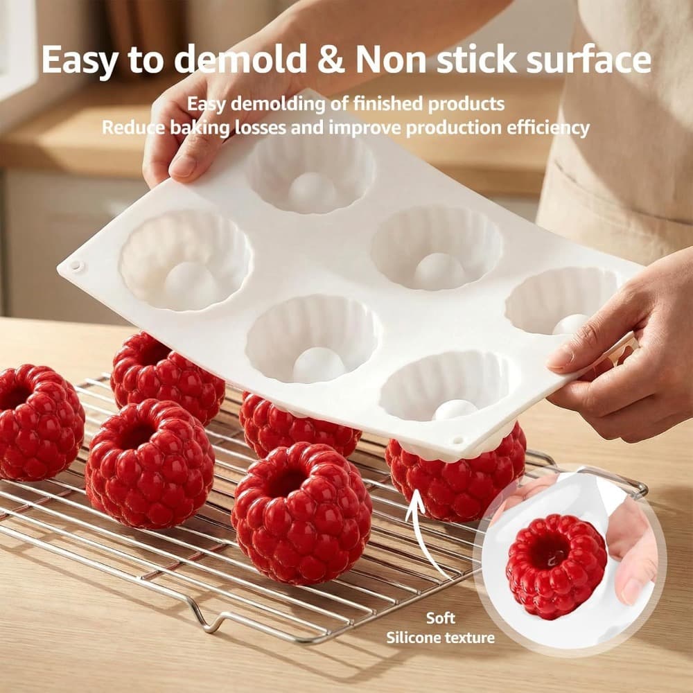 Cross-border Multi-Connected Raspberry Mousse Food-Grade Silicone Cake Mold Easy Release Temperature Resistant Factory Wholesale