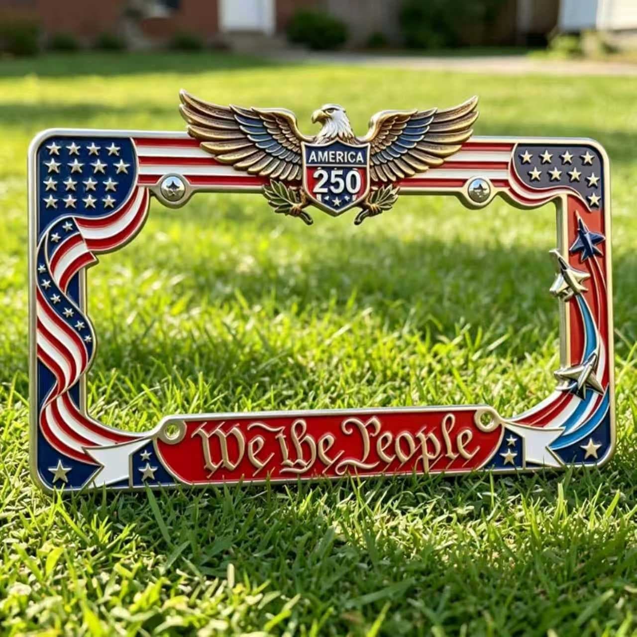 New cross-border product: Car Plate Frame 250th Anniversary Commemorative License Plate Frame with Eagle Pattern