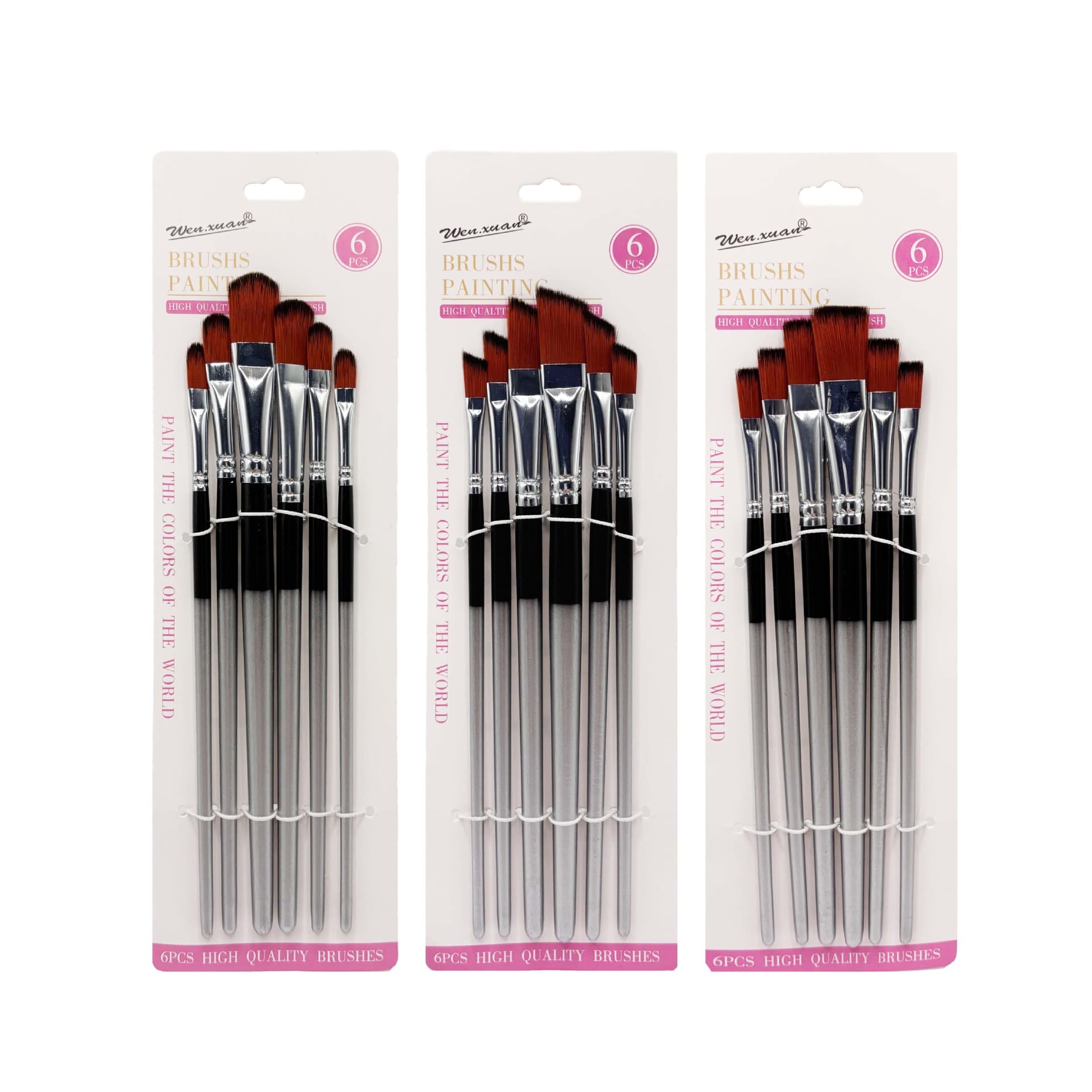 Cross-border Dual-Color Nylon Hair Brush Painting Set 6-Piece Watercolor Acrylic Gouache Art Painting Oil Brush