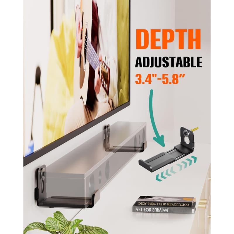 Amazon Hot-Selling L-Shaped Wall Mount Soundbar Bracket Compatible with Multiple Soundbars, Extendable Metal Stand