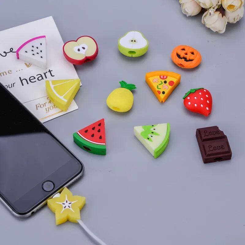 Cute Fruit-Shaped Cartoon Figure Creative Phone Data Cable Protector Anti-Break Data Cable Creative Accessory
