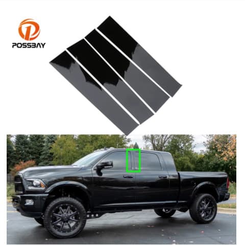 Suitable for Dodge Ram Ram 1500 2500 2009-2018 car window trim plastic black center pillar sticker