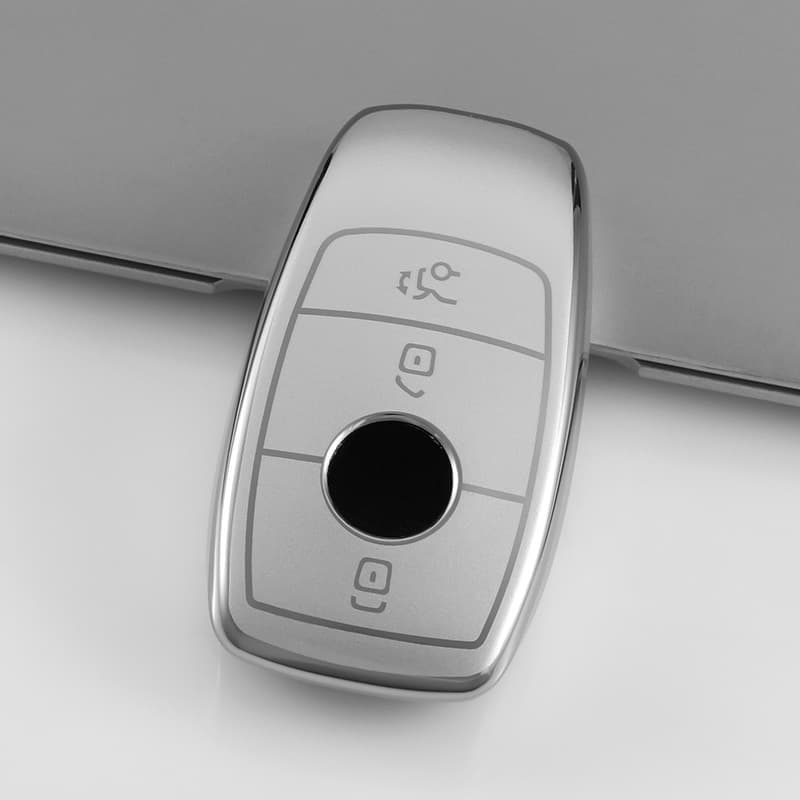 Benz E300L C260L A200L GLE EQB GLC GLB GLA Car Key Cover Shell Clip Business Style TPU Material Suitable for Benz Key Case