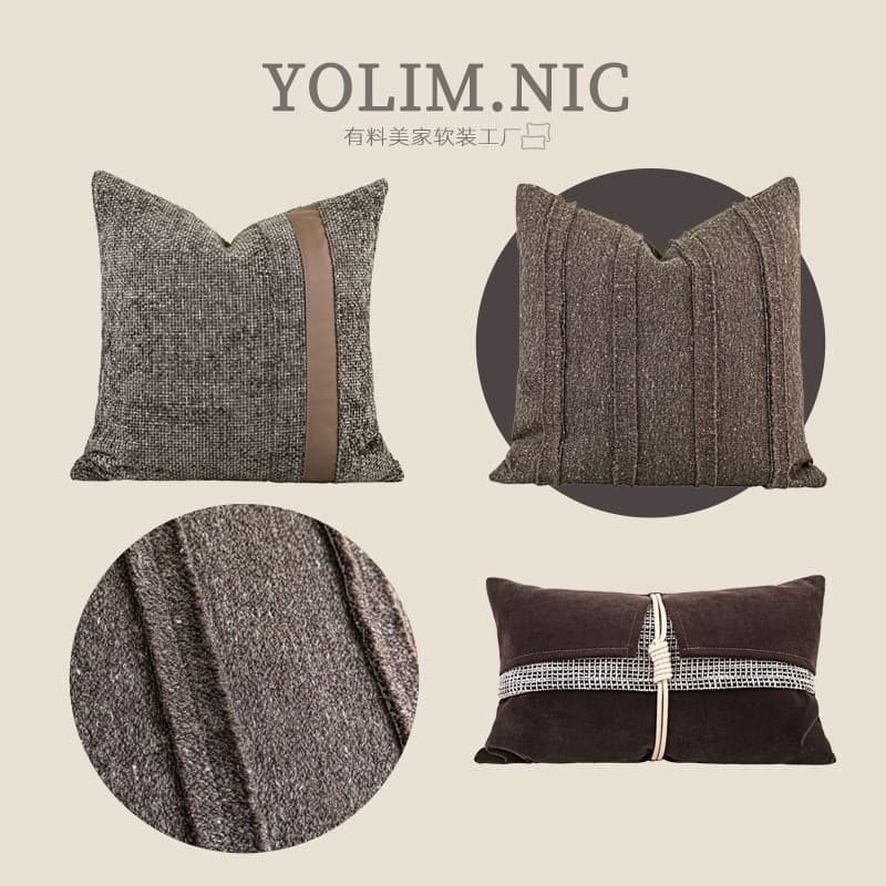 Vintage-style Brown and Coffee-colored Throw Pillows for Living Room Sofa, Fabric Soft Decorative Cushion Covers, Square Pillow, Lumbar Pillow