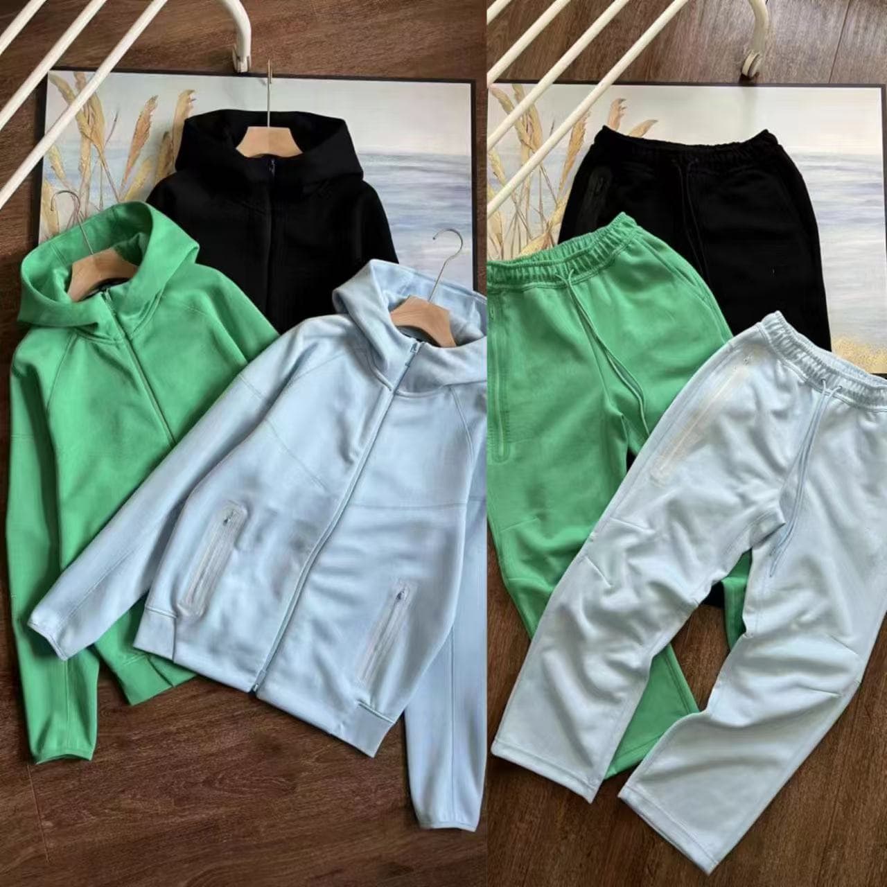 24 Spring/Autumn Tech Casual Sport Hooded Jacket Casual Pants Jacket Set 54-61