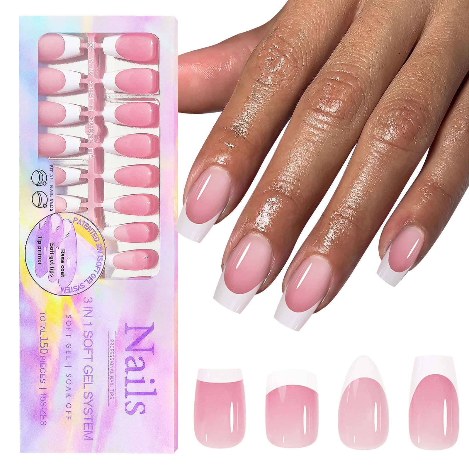 Removable False Nails Manicure Wearable Patchwork French Style Nail Tips Easy to Wear And Remove Beauty Salon Supplies