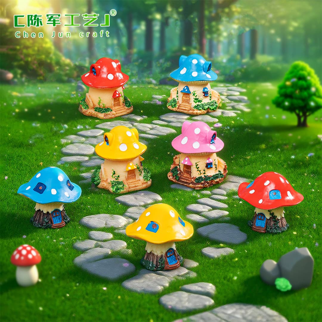 Moss Micro Landscape Cute Mushroom Villa House Resin Craft Garden Landscape DIY Decoration Accessories