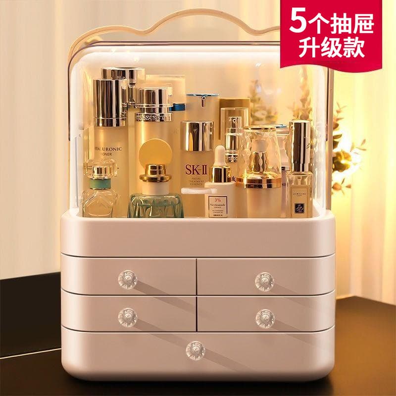 Korean-style large-capacity makeup box portable cosmetic storage hand-held multi-layer desktop toiletry organizer