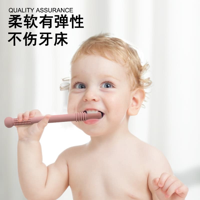 Amazon Baby Teether Food-Grade Soft Silicone Hollow Straw Teething Stick Newborn Infant Toy Wholesale