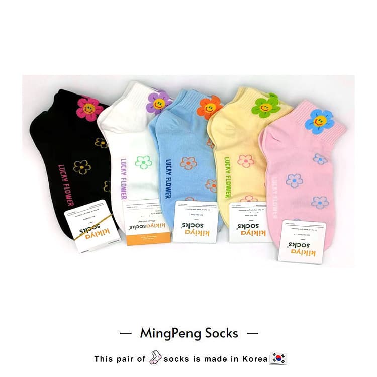 Korean-Made Socks from Dongdaemun, Kiki Girl Academy Style, Cute 3D Flower Pattern, One-Piece Wholesale Starting from Small Quantities