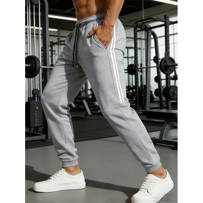 2026 European and American Cross-Border Men's Fitness Running Joggers Casual Breathable Pants Fashionable Striped Tapered Leg Pants