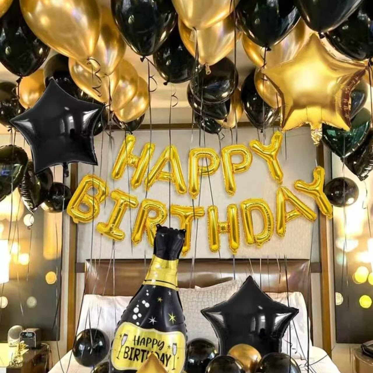 Amazon Export Adult Birthday Set with Bunting, Heart-Shaped Aluminum Film Balloons, Latex Balloons for Party Scene Decoration
