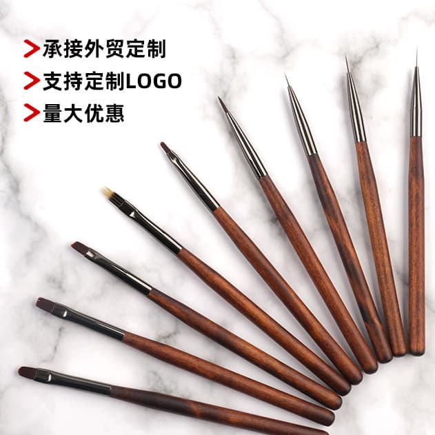 Japanese Style Sandalwood Nail Brush Lining Brush Blending Gradient Sweeping Gel Brush Tool Set Exclusive for Nail Salons