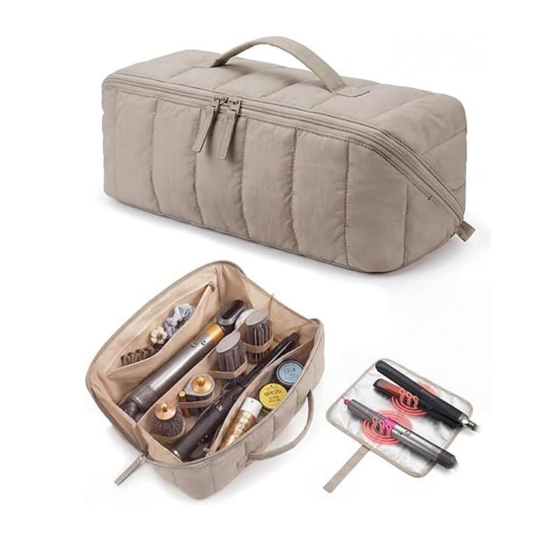 Women's Hair Styling Tool Travel Makeup Bag, Fluffy Cosmetic Bag, Open Cosmetic Bag, Toiletry Bag, Portable Handbag